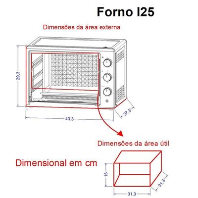 Forno Elétrico De Bancada 25 Litros Fogatti Black I25 Preto 220V