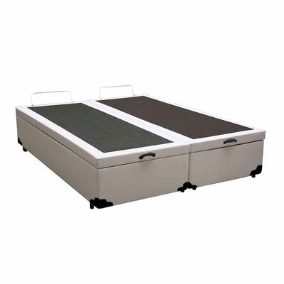 Cama Box Baú Blindado Casal Bipartido Homequeen Sintético Branco 41x138x188