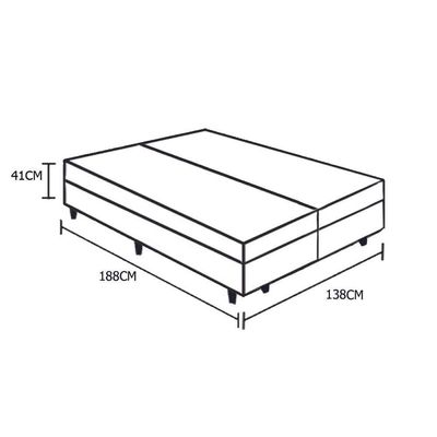 Cama Box Baú Blindado Casal Bipartido Homequeen Sintético Branco 41x138x188