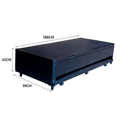 Cama Box Baú Auxiliar Solteiro Sintético Espuma 8cm 45x88x188 Preto