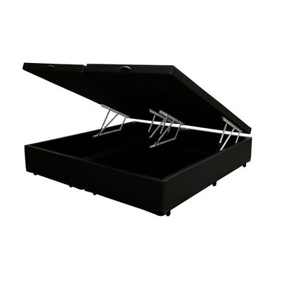 Cama Box Baú Queen Bipartido Homequeen Corino Preto 41x158x198