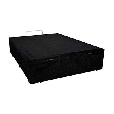 Cama Box Baú Casal Extremo Reforçado Homequeen Suede Preto 41x138x188