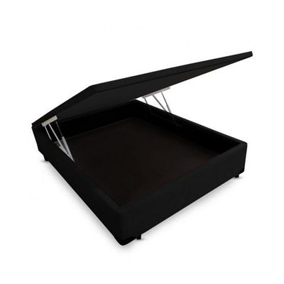 Cama Box Baú Casal Extremo Reforçado Homequeen Suede Preto 41x138x188