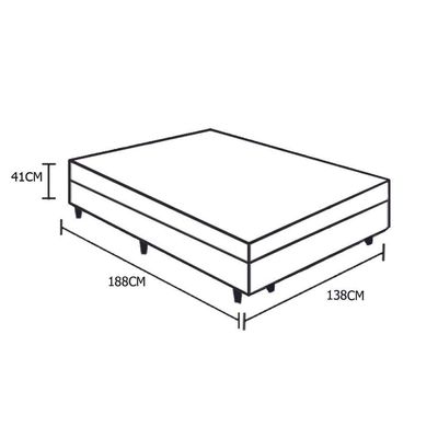 Cama Box Baú Casal Extremo Reforçado Homequeen Sintético Branco 41x138x188