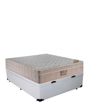 Cama Baú Casal Sintético + Colchão Casal Ortobom Airtech Molas (65x138x188) Branco