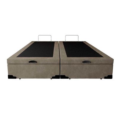 Cama Box Baú Blindado Queen Bipartido Homequeen Suede Bege 41x158x198