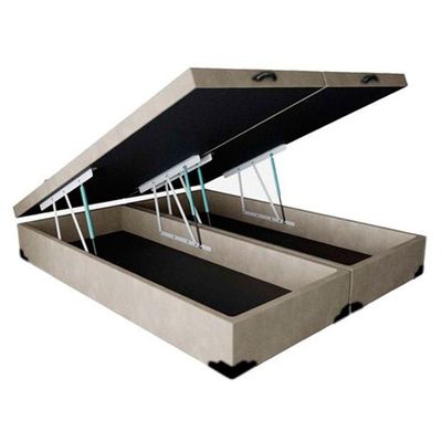 Cama Box Baú Blindado Queen Bipartido Homequeen Suede Bege 41x158x198