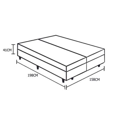 Cama Box Baú Blindado Queen Bipartido Homequeen Suede Bege 41x158x198