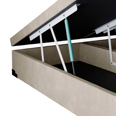 Cama Box Baú Blindado Queen Bipartido Homequeen Suede Bege 41x158x198
