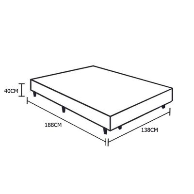 Base Box Casal Blindado Extremo Reforçado Homequeen Suede Bege 40x138x188