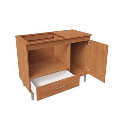 Kit Bancada Ilha Para Cozinha + Balcão Para Cooktop 1,05m 5 Bocas Turim Nature Nature