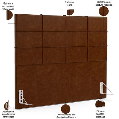 Cabeceira Cama Box Casal King 195 cm Roma W01 Couríssimo Marrom - Lyam