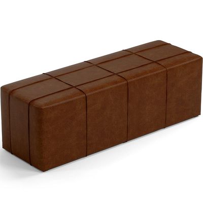Kit Cabeceira Cama Box King 195cm com Calçadeira Roma W01 Couríssimo Marrom - Lyam