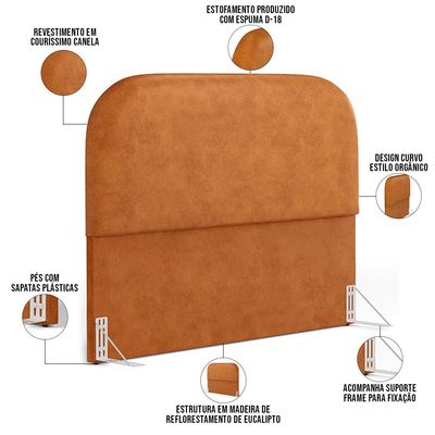 Cabeceira Cama Box Queen 160cm Orgânica Lanna W01 Couríssimo Canela - Lyam Decor