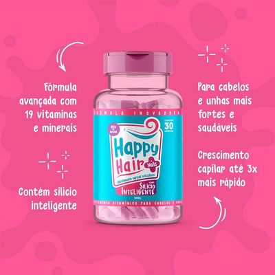 Happy Hair Nails Silício Inteligente - Suplemento Capilar 30 Cápsulas