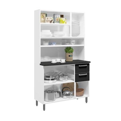 Cozinha De Aço Compacta 6 Portas 2vid Preto Branco Bertolini Preto/branco