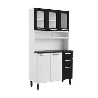 Cozinha De Aço Compacta 6 Portas 2vid Preto Branco Bertolini Preto/branco