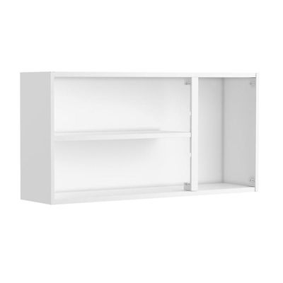 Armário Aéreo Aço 3 Portas De Vidro Preto Múltipla Bertolini Preto/branco