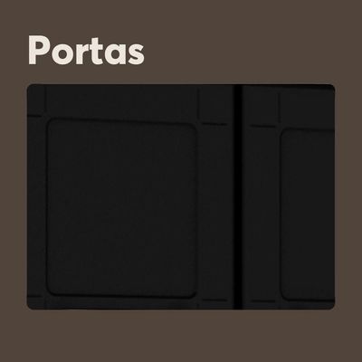 Armário Aéreo Aço 3 Portas De Vidro Preto Múltipla Bertolini Preto/branco