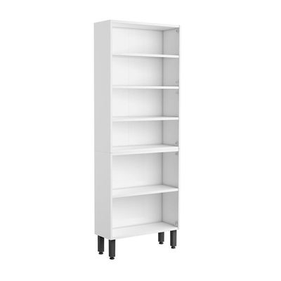 Armário Paneleiro De Aço 6 Portas 2 Vidros Preto Bertolini Branco/preto