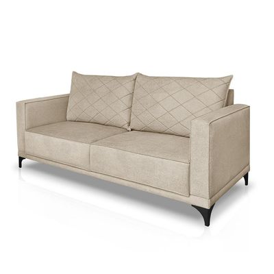 Sofá Living 2 Lugares com Pés de Ferro Almofadas Soltas 180cm Neso Bouclê Bege G63 - Gran belo