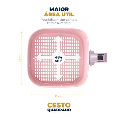 Air Fryer Rosa Britânia 5,5L Cesto Pinkstone 1500W BAFE53 127V