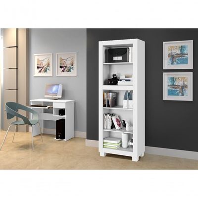 Estante Para Livros Multiuso 4 Prateleiras Dubai Arte Móveis Branco