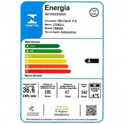 Geladeira Consul Frost Free 342 Litros Branca Com Gavetão Hortifruti CRB39AB 110V