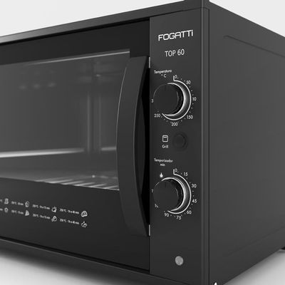 Forno Fogatti Elétrico Bancada Top 60Litros Black 220V