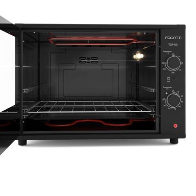 Forno Fogatti Elétrico Bancada Top 60Litros Black 220V
