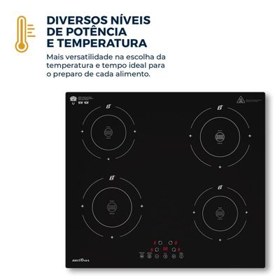 Cooktop 4 Bocas de Indução Britânia BCTE40A 220V