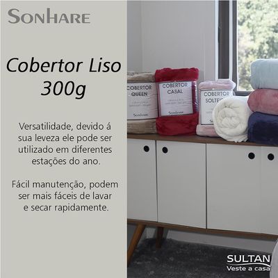 Cobertor Super Soft 300gr Casal 180x220cm Off-White Sonhare