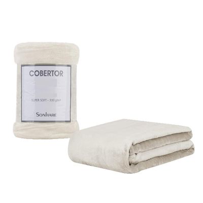 Cobertor Super Soft 300gr Casal 180x220cm Off-White Sonhare