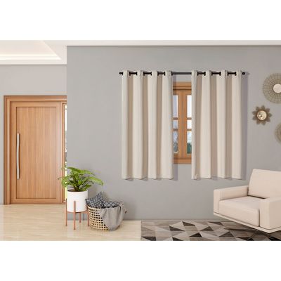 Cortina Isa Varão Tecido Oxford 2,00m x 1,40m p/ Janela Sala Quarto - Avelã