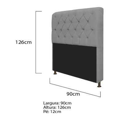 Kit Cabeceira Lady e Recamier 90 Cm Corano Cinza Adj Decor