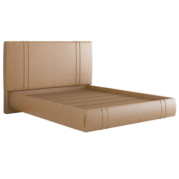 Cama Queen Flutuante Com Cabeceira 160cm Astra S04 Couríssimo Bege - Lyam Decor