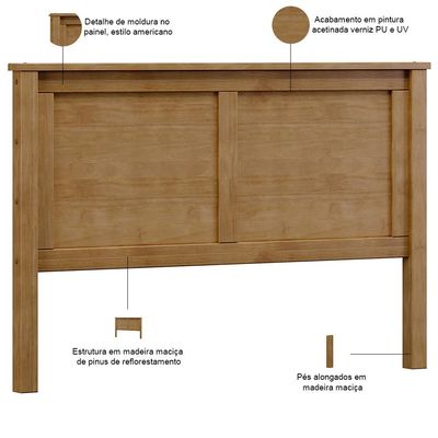 Cabeceira de Madeira Maciça Para Cama Queen Mazzaro F06 Freijó - Lyam Decor