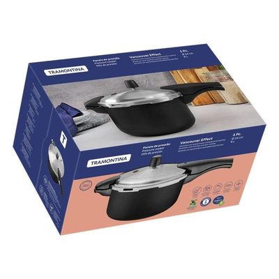 Panela De Pressão Tramontina Vancouver Effrect Alumínio Com Revestimento Antiaderente Preto 24cm 6 Litros