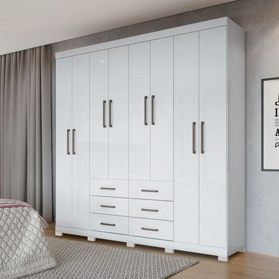 Guarda Roupa Casal 8 Portas 6 Gavetas Liverpool 8.6 Branco