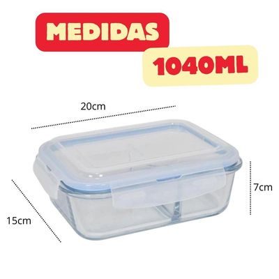 Marmita Com Divisória 1040ml Separar Legumes Da Comida Hermético