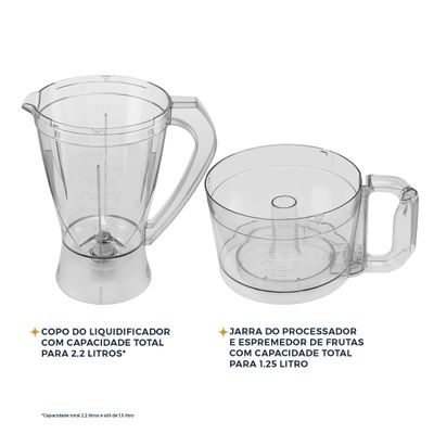 Multiprocessador Britânia 1000W 3 em 1 Lâminas Inox BMP900C 127V