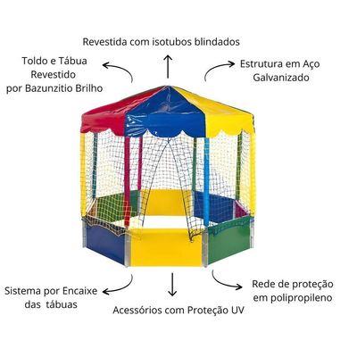Piscina de Bolinhas Oitavada 2,00m Octogonal Infantil Nacional Colorida