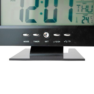 Relogio De Mesa Digital Lcd Led Acionamento Sonoro Despertador Termometro Preto