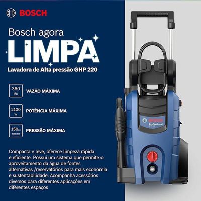 Lavadora De Alta Pressão Ghp 220 2200 Psi 2100 Watts 220 Volts - 0600910ee0000 - Bosch