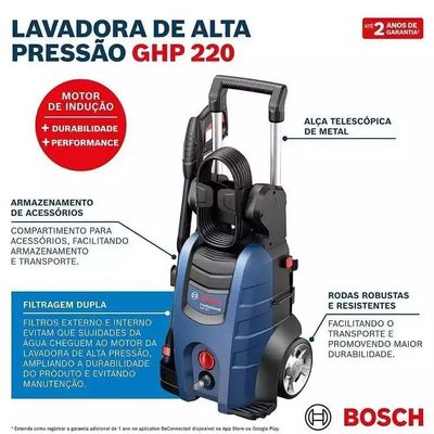 Lavadora De Alta Pressão Ghp 220 2200 Psi 2100 Watts 220 Volts - 0600910ee0000 - Bosch