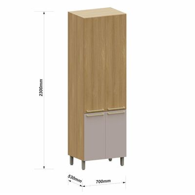 Paneleiro Simples 4 Portas 70cm Luciane Classic Freijo Cinamomo