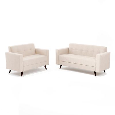 Conjunto de Sofá 2 e 3 Lugares Vitrola Suede Bege