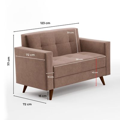 Conjunto de Sofá 2 e 3 Lugares Vitrola Suede Tabaco
