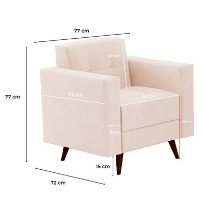 Conjunto de Sofá 3 Lugares com 1 Poltrona Vitrola Suede Bege