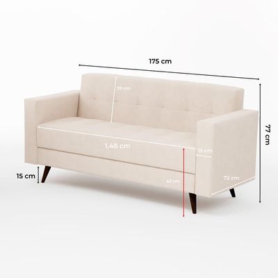 Conjunto de Sofá 3 Lugares com 1 Poltrona Vitrola Suede Bege
